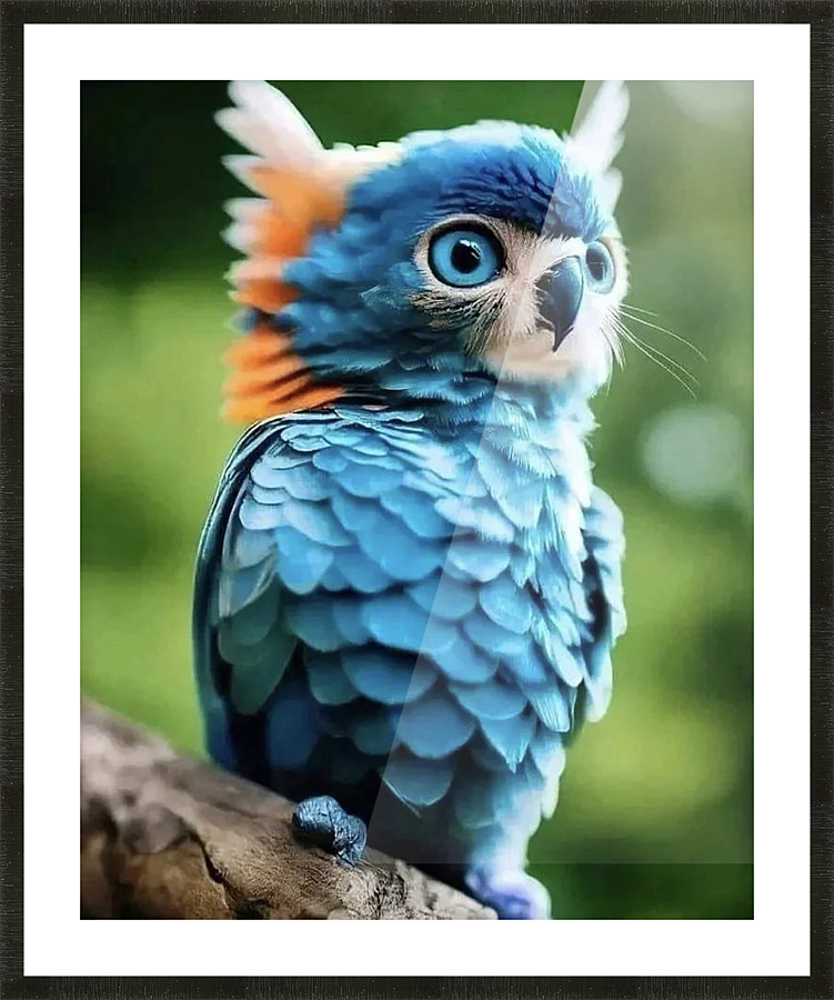 Baby  Blue Owl  Picture Frame print