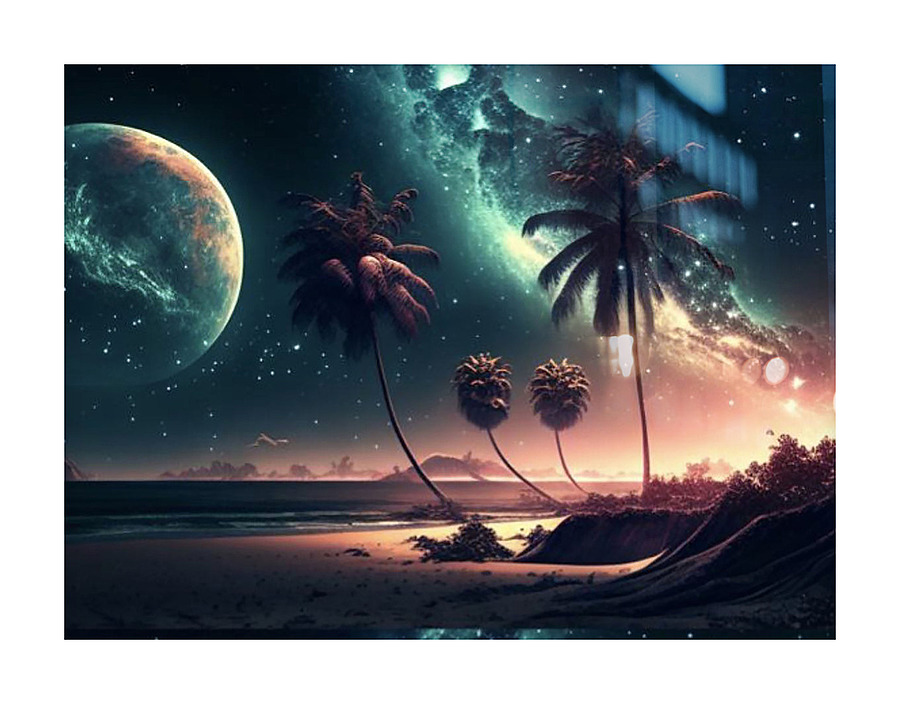 SPACE PALMS Picture Frame print