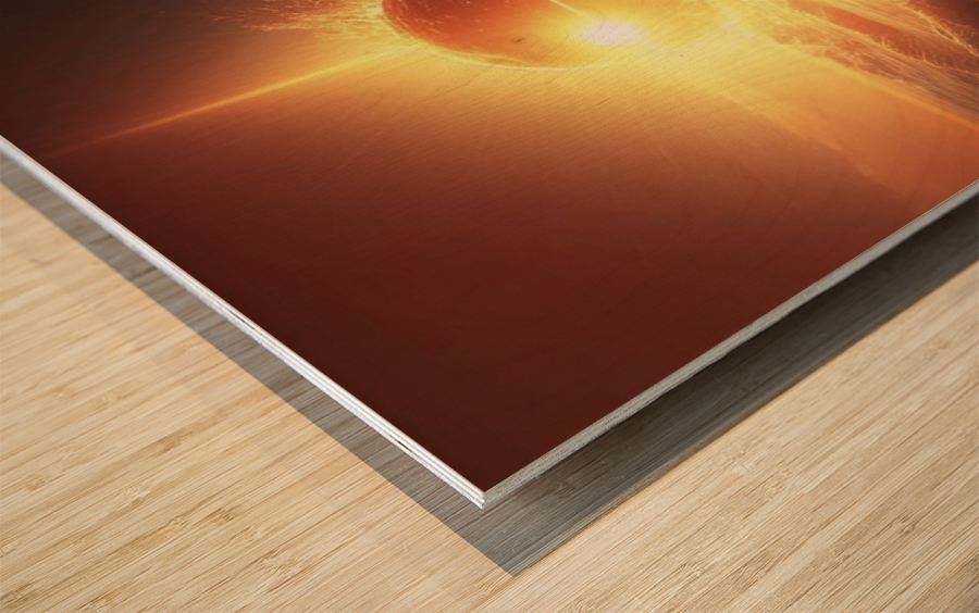 SUN INSIDE THE OCEAN Wood print